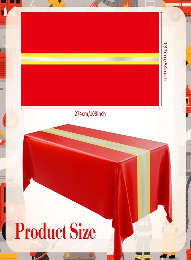 Oudain 6 Pcs Fire Fighting Tablecloth 54"x108" Table Runner Cover Disposable Plastic Rectangle Tablecloth for Firefighter Construction Road Racing Track Car Birthday Party Decoration Supplies (Red) - Image 2